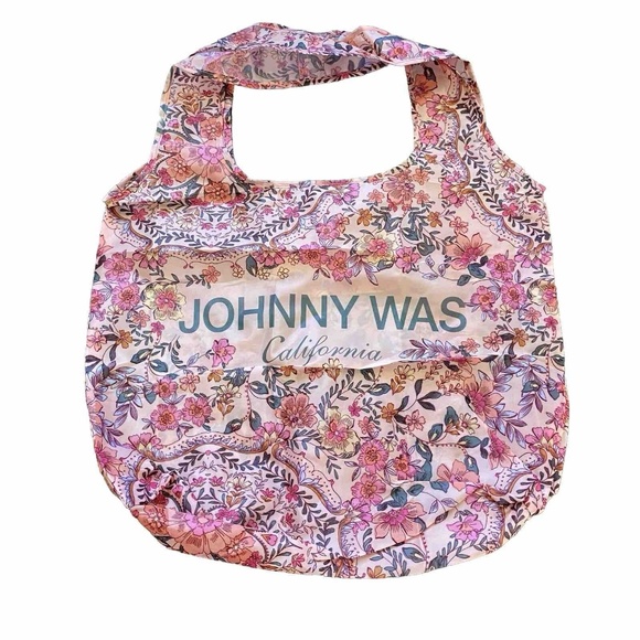 Johnny Was Handbags - Johnny Was Pink Boho Floral Nylon Tote Reusable Shopper Bag Foldable